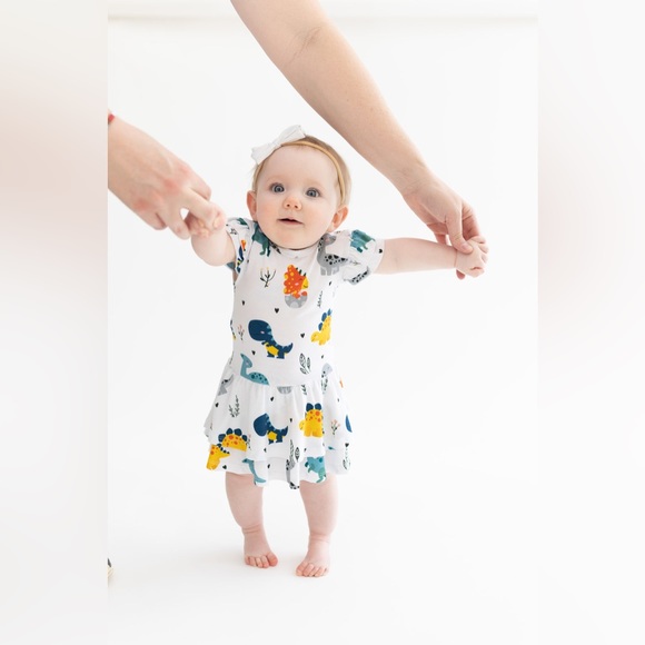 Cute Cotton Dino Skirted Bodysuit - Picture 1 of 3